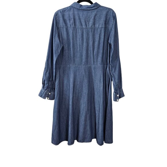 Tommy Hilfiger Long Sleeve Chambray Button Front Knee Length Shirt Dress - Picture 6 of 7